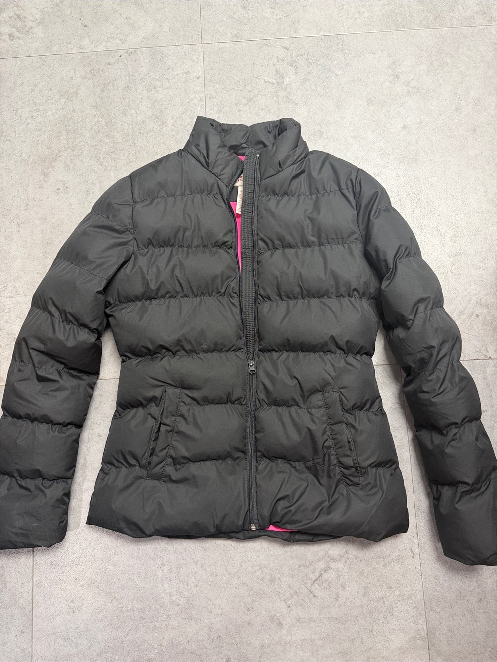Arizona Jean Company Black Puffer Jacket with Pink Accents